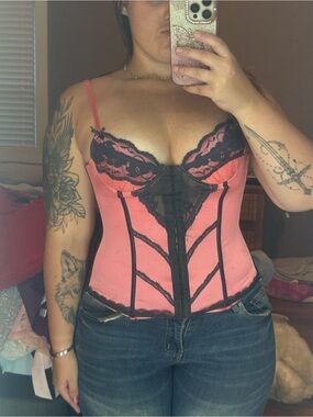 Coral and gray corset